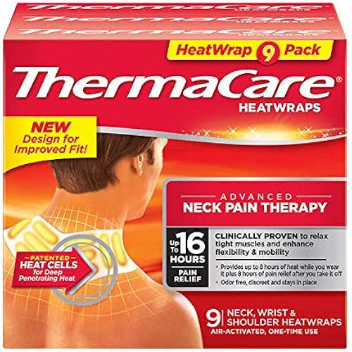 ThermaCare - Advanced Neck Pain Therapy, 9 Air-Activated Neck, Wrist & Shoulder HeatWraps. Up to 16 Hours of Pain Relief