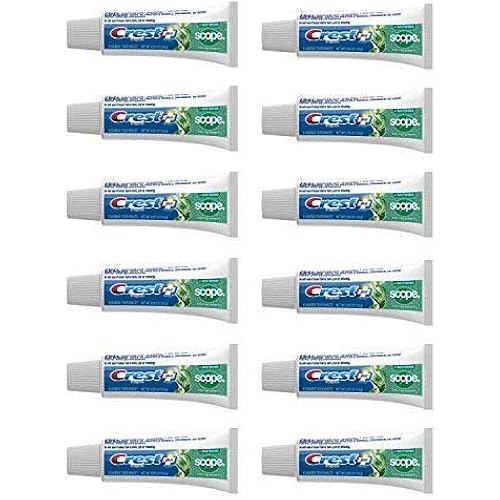 Crest Complete Whitening Plus Scope Minty Fresh Toothpaste, Travel Size, TSA Approved, 0.85 Ounce Pack of 12