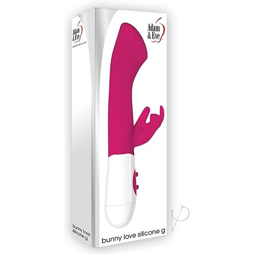 Adam & Eve Bunny Love Silicone G Spot Vibrator, Pink | Rechargeable & Waterproof Rabbit Vibrator with Multiple Vibration Modes | 7.5” Long, 3.75” Insertable | Compatible with Water Based Lube