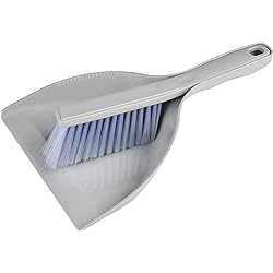 Mini Dustpan and Brush Set, Mini Hand Broom and Dustpan Set with Handles Cleaning Tool Kit for Home Shelf Kitchen Office Desk Tabletop Floor and Sofa, Gray
