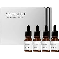 AromaTech Luxurious Gift Set | Premium Aroma Essential Oils Blend for Scent Diffuser Aromatherapy, Set of Santal, The Grand Ball, Oud Saphir, and Vanilla Bourbon- 10ML