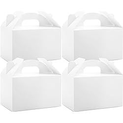 Moretoes 48 Pack White Treat Boxes Gable Boxes Party Favor Boxes Paper Gift Boxes for Birthday Party Shower 6 x 3.5 x 3.5 Inches
