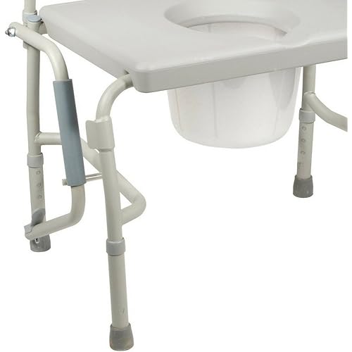 HEALTHLINE Heavy Duty Drop Arm Bariatric Commode | Bedside Commode Toilet Chair with Arms and Bathroom Safety Frame for Elderly, Adults | Adjustable Seat Height, Extra-Wide, 500 lbs