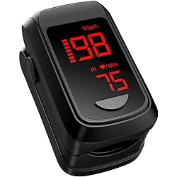 Fingertip Pulse Oximeter- Mini Oximeter Oxygen Saturation Monitor for SpO2Heart RatePI, with Auto Graph DisplayAlarmDedicated App, Compatible with iOS&Android