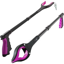 Grabber Reacher Tool - 2 Pack - Newest Version Long 32 Inch Foldable Pick Up Stick - Strong Grip Magnetic Tip Lightweight Trash Picker Claw Reacher Grabber Tool Elderly Reaching - by Luxet Pink