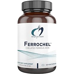Designs for Health Ferrochel Iron Chelate - 27mg Iron Bisglycinate Supplement, Chelated Ferrous Iron Pills with Enhanced Absorption - Designed to be Easy On Stomach - Vegan 120 Capsules