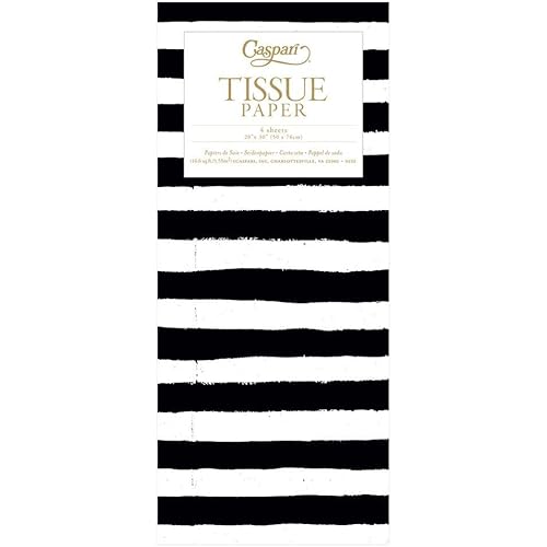 Caspari Painted Stripe Tissue Paper in Black & White - 4 Sheets