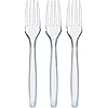 100 Clear Plastic Forks | Heavy Duty Plastic Silverware | Fancy Plastic Cutlery | Elegant Disposable Forks Pack | Bulk Disposable Flatware | Plastic Utensils Set | Disposable Silverware Cutlery