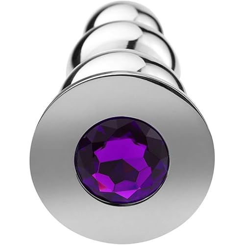 FST Anal Beads Stainless Steel Butt Plug with 3 Big Balls and Purple Jewelry Prostate Massage Anal Dilator for Men Women