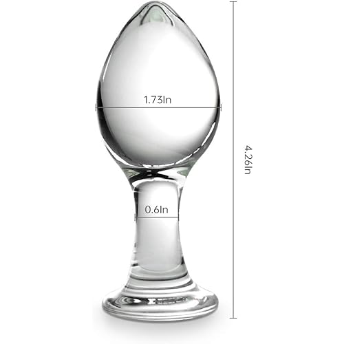 Glass Anal Butt Plug, Crystal Anal Trainer Toys with Long Neck, 4.26 X 1.73 inch Unisex Bum Plug for Men Women Sexbaby