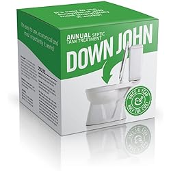 Down John Once-A-Year Septic Tank Treatment | 1 Year Supply | Eco-Friendly Product, 3-Part Concentrate Live Bacteria, Carbon & Enzyme Flush Treatment | Odor Neutralizer & Septic Drain Field Cleaner | Cleans Lines & Improves Field Absorption