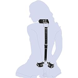 Neck to Wrist Restraints kit, Sexy Slave Frisky Beginner Behind Back Handcuffs Collar, Adjustable Bondage Set, Couple SM Sex Game ToolBlack