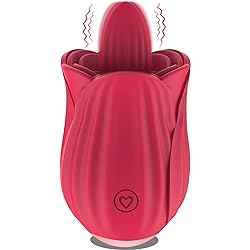 Clitorals Stimulator Licking Vibrator for Women: Rose Vibrator Clit Stimulator Nipple Licker Sex Toys for Women Pleasure with 10 Powerful Licking Modes 10 Vibrations, Red