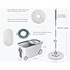 Spin Mop Bucket System Stainless Steel Deluxe 360 Spinning Mop Bucket Floor Cleaning System with 6 Microfiber Replacement Head Refills,62" Extended Handle ,4X Wheel for Home Cleaning