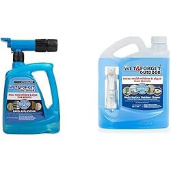 Wet and Forget Mildew Removal, 48 Fluid Ounces, Blue, 48 Fluid Ounces and Outdoor Moss, Mold, Mildew, Algae Stain Remover Multi-Surface Cleaner, Ready to Use, 64 Ounce
