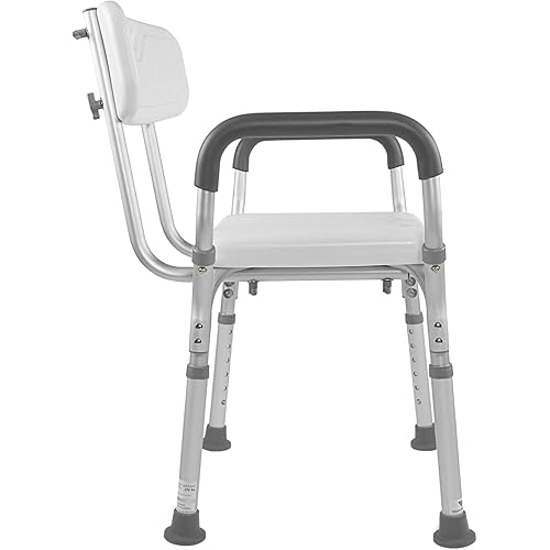 Vaunn Medical Bathtub Safety Rail Grab Bar and Shower Chair with Arms and Back Bundle