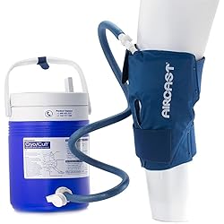 Aircast CryoCuff System, Combines Focused Compression with Cold Therapy to Provide Optimal Control of Swelling to Minimize Hemarthrosis, Edema and Pain, Complete System with Medium Knee Cuff, Blue