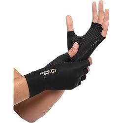 Copper Compression Arthritis Gloves - Orthopedic Brace - Copper Infused Fingerless Glove for Arthritis Pain, RSI, Rheumatoid, Tendonitis, Hand Pain, Computer Typing. Fits Women & Men - 1 Pair Medium