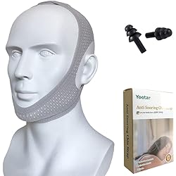 Yootar Anti Snoring Chin Strap for Cpap Users, Comfortable Mesh Breathable My Stop Solution Devices Snore Stopper Strips Mask Belt Jaw Sleep Aid Men Women Grey