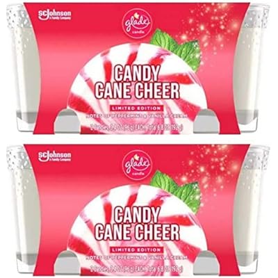 Glade Jar Candles, Fragrance Candles Infused with Essential Oils, Air Freshener Candles, 4 Candles 3.4 Oz Candy Cane Cheer