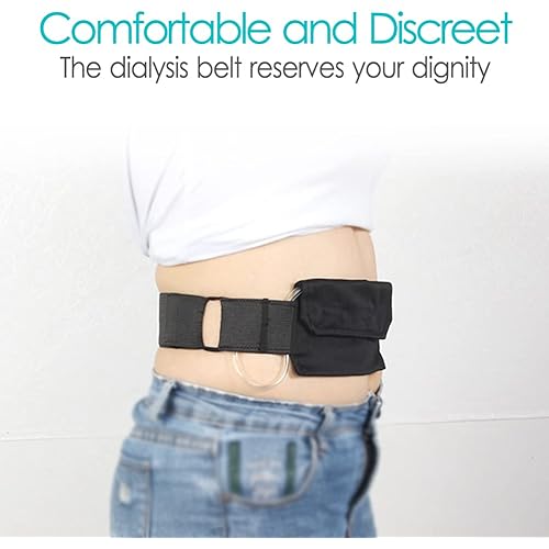 2 Pack] Peritoneal Dialysis Belt Comfortable Cotton PD Catheter G-Tube Feeding Tube Peg Holder Dialysis Accessories for Stomach Women Men Adults Black