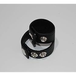 Double Strap Leather Cock Ring with Studs