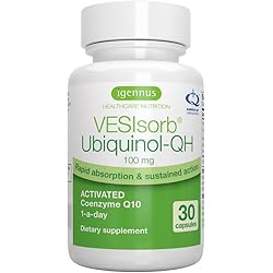 VESIsorb Ubiquinol-QH Advanced CoQ10 100mg, 600% Bioavailability & Fast-Acting, Energy, Fertility & Heart, 1-Month Supply