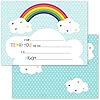 Rainbows And Hearts Kids Thank You Note Card Pack 20 Vibrant Fill In Thank You Cards And White Envelopes 4 58" x 6 14" Birthday Party Thanks Cards