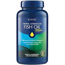 GNC Triple Strength Fish Oil Mini's |Omega-3 Heart, Brain, Joint & Eye Support with Triglyceride EPA & DHA | Non-GMO Gluten Free | 240 Mini Softgels