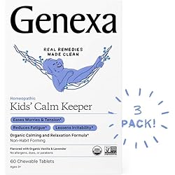 Genexa Kids' Calm Keeper - 180 Tablets 3pk - Relaxation Aid for Children - Certified Vegan, Organic, Gluten Free & Non-GMO - Homeopathic Remedies