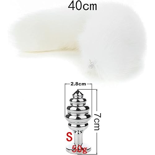 GMGJQR Anal Sex Toys Fox Tail Butt Plug Set with Hairpin Kit Butplug Prostate Massager for Couples Cosplay Faux Cosplay-White