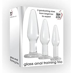Adam & Eve Glass Anal Plugs, Set of 3 | Hypoallergenic, Non-Porous Butt Plugs Made from Durable Tempered Borosilicate Glass