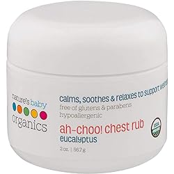 Nature's Baby Organics Ah-Choo! ChestColdVapor Rub, Eucalyptus, 2 oz. | Soothing Breathing Relief for Babies, Kids, Adults! Natural for Sinus Congestion & Flus| No Synthetics, Glutens, Parabens