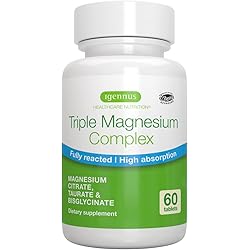 Triple Magnesium Complex, High Absorption Chelated Glycinate, Taurate & Citrate for Stress, Sleep, Migraine, Vegan, Fully Reacted, Pure & Oxide-free, 30 Servings, By Igennus