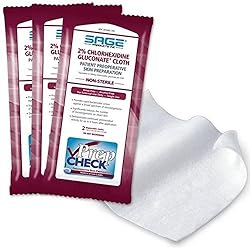 Sage 2% Chlorhexidine Gluconate CHG Cloths - Each 1 package of 3