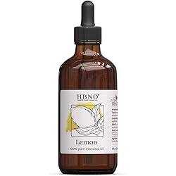 HBNO Lemon Essential Oil 4 oz 120ml - 100% Pure & Natural Lemon Oil, Cold Pressed - Perfect Lemon Essential Oil for Cleaning, Aromatherapy, DIY, Candle Making, Soap & Diffuser - Lemon Essential Oils