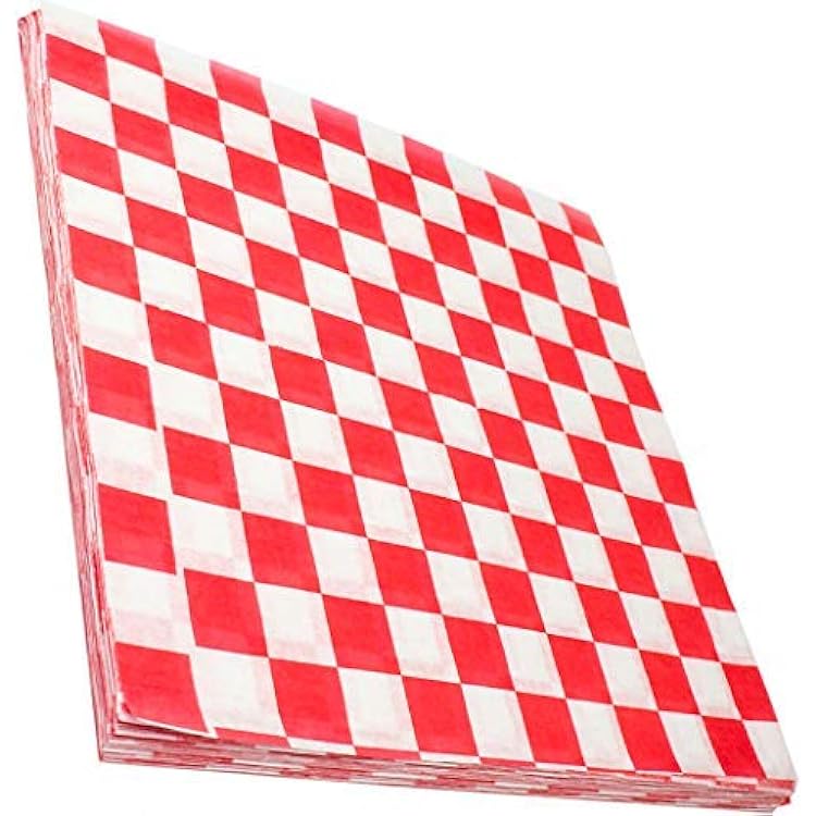 Avant Grub Deli Paper 300 Sheets. Turn Your Backyard Cookout Party into a Classic Drive-In with Red & White Checkered Food Wrapping Papers. Grease-Resistant 12x12 Sandwich Wrap Prevents Food Stains