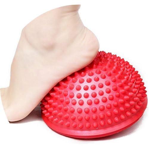 Foot Acupressure Massage Balance Exercise Ball for Lumbar Shoulder Arch Supports, FUNUP Spiky Stress Relief Gifts for Body Deep Tissue Muscle Reflexology Red, Half a Sphere