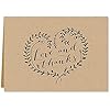 Kraft Love and Thanks Thank You Note Card Pack - Set of 36 cards blank inside - with Kraft envelopes