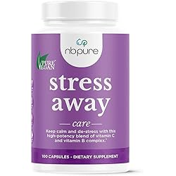 Pure Vegan Stress Away All-Natural Stress Management Supplement Capsules, 100 Count