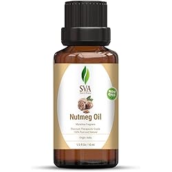 SVA Nutmeg Essential Oil 13 Oz Premium Therapeutic Grade 100% Pure Natural Undiluted Oil for Skin, Aromatherapy & Hair Care