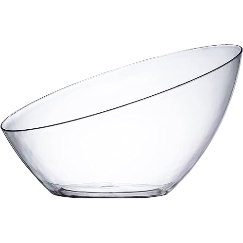 Posh Setting Crystal Clear, Disposable Premium Hard Plastic Medium Angled Bowl, Party, Salad, Snack and Fruit Bowl 5 Pack