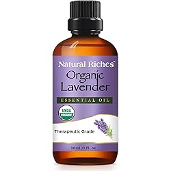 Natural Riches Organic Lavender Essential Oil with Premium Therapeutic Quality Pure USDA Certified - for Diffuser, Aromatherapy, Sleep, Meditation, Candles & Massage - 1 fl. oz
