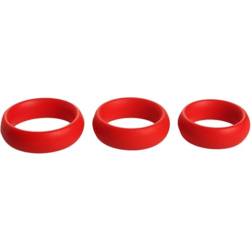 Trinity Vibes 3 Piece Silicone Cock Ring Set, Red