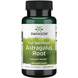 Swanson Astragalus Root - Herbal Supplement Promoting Immune System Support - Natural Formula Supporting Heart & Liver Health - 100 Capsules, 470mg Each