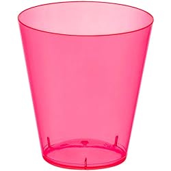 Party Essentials Hard Plastic 2-Ounce ShotShooter Glasses, Neon Pink, 50 Count