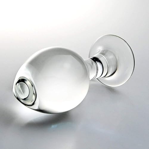 Glass Anal Butt Plug, Crystal Anal Trainer Toys with Long Neck, 4.26 X 1.73 inch Unisex Bum Plug for Men Women Sexbaby