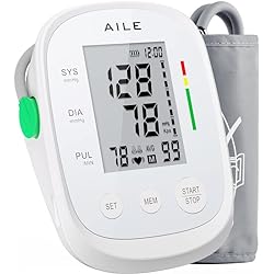 Blood Pressure Monitor,AILE Blood Pressure Machine Upper Arm Large Cuff8.7-16.5Adjustable,Automatic high Blood Pressure Cuff for Home use White