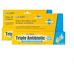 2 Pack CareALL 1oz Triple Antibiotic Ointment Pain Relief, Dual Action Maximum Strength First Aid Ointment Sooths and Heals Painful Minor Scratches and Wounds and Prevents Infection