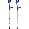 Pepe - Forearm Crutches for Adults x2 Units, Open Cuff, Adjustable Crutches for Women, Aluminum Adult Crutches, Arm Crutches for Walking, Forearm Crutches for Men, Blue Crutches - Made in Europe